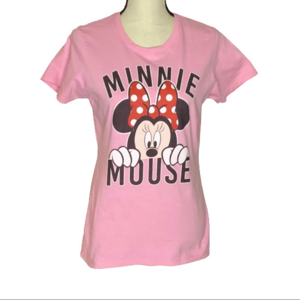 Port & Company Disney Pink Minnie Mouse Graphic Crewneck Tee Medium